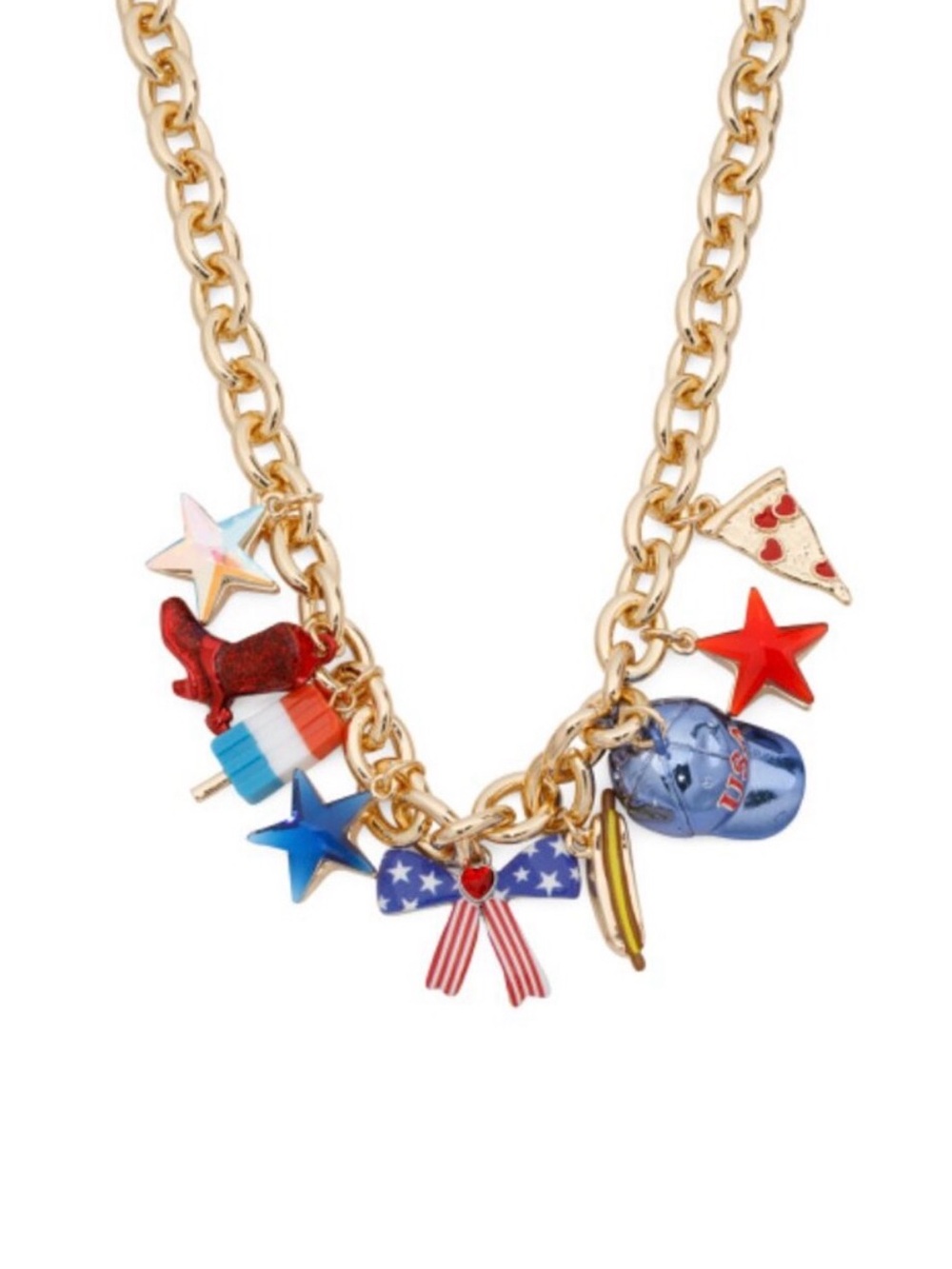 NWT ⚜️🇺🇸⚜️ BETSEY JOHNSON AMERICANA MULTI-CHARM NECKLACE